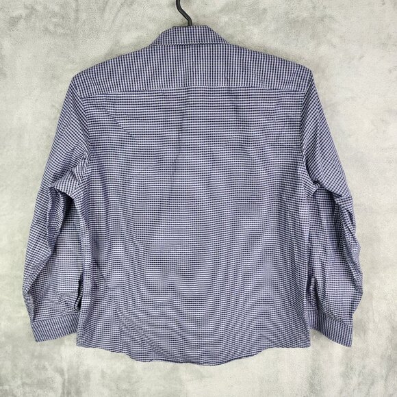 Mens Egara Non Iron Blue Checkered Shirt Long Sleeve Button Down Size XXL - Picture 4 of 7